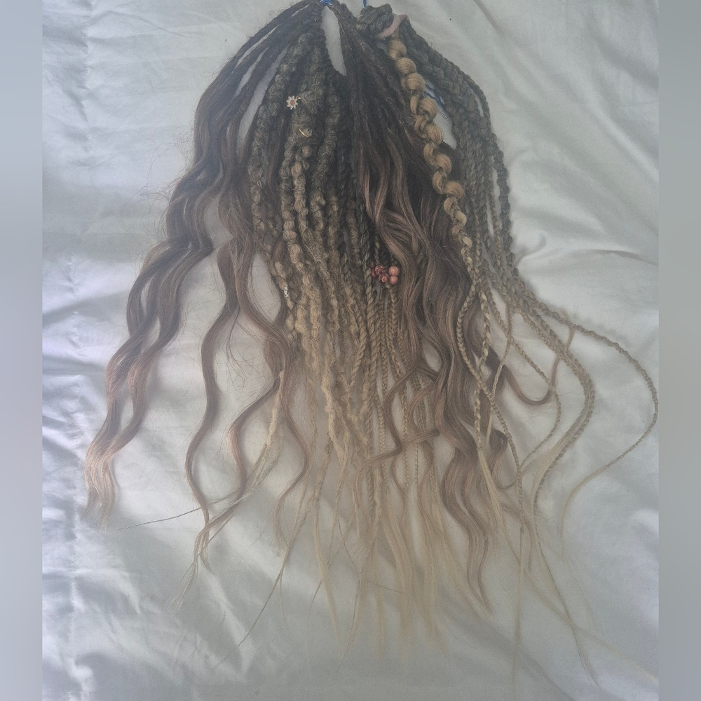 Natural Brown And Blond Braided Hair Extensions With Dreds NEVER USED